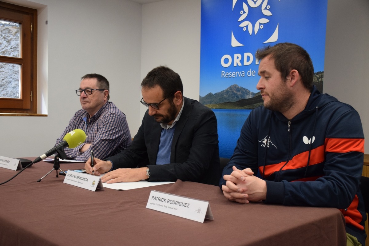 Martínez, Serracanta i Rodríguez en la roda de premsa d'aquest dimarts